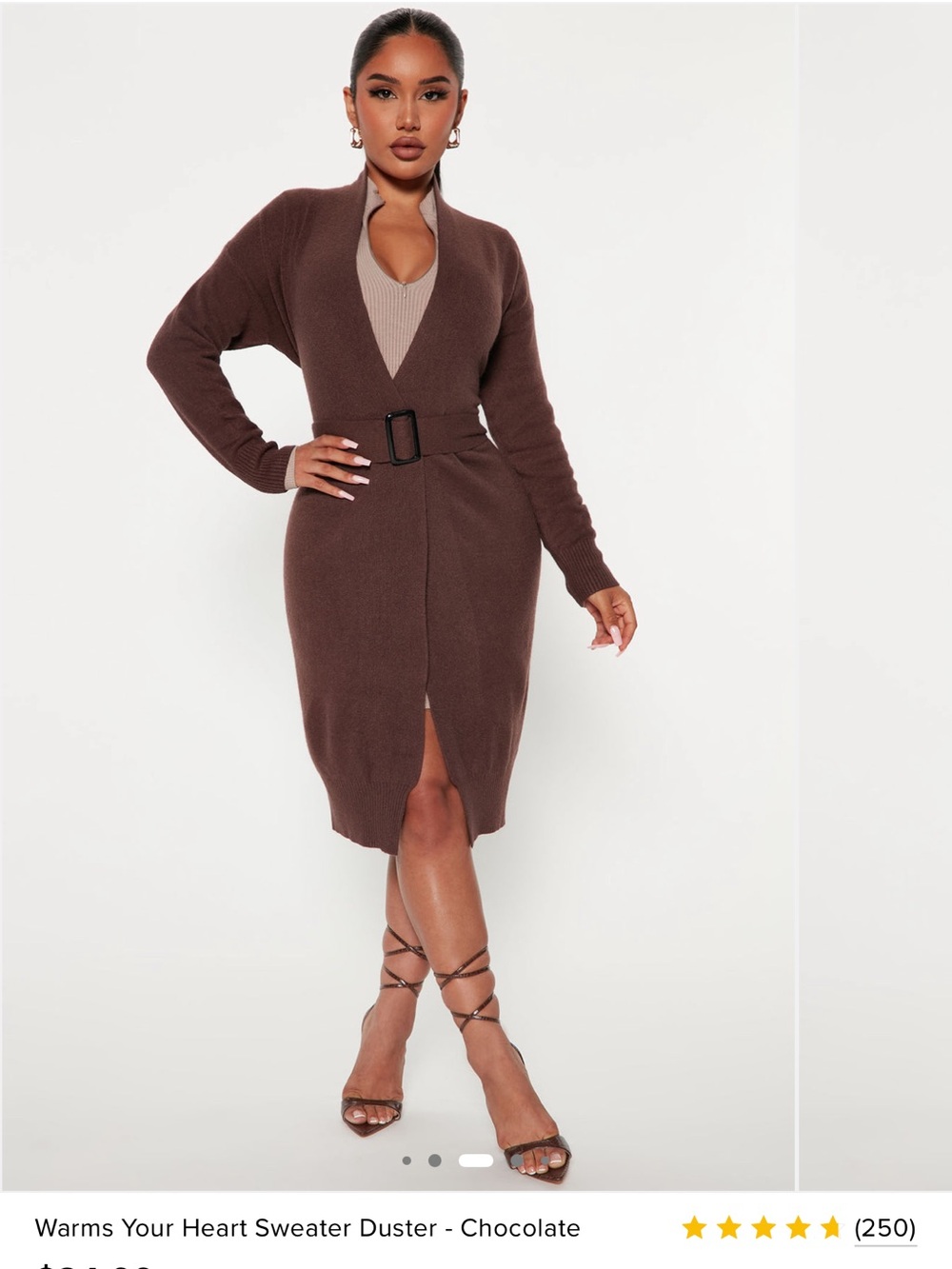 Fashion Nova Chocolate Brown Sweater Duster Blazer
